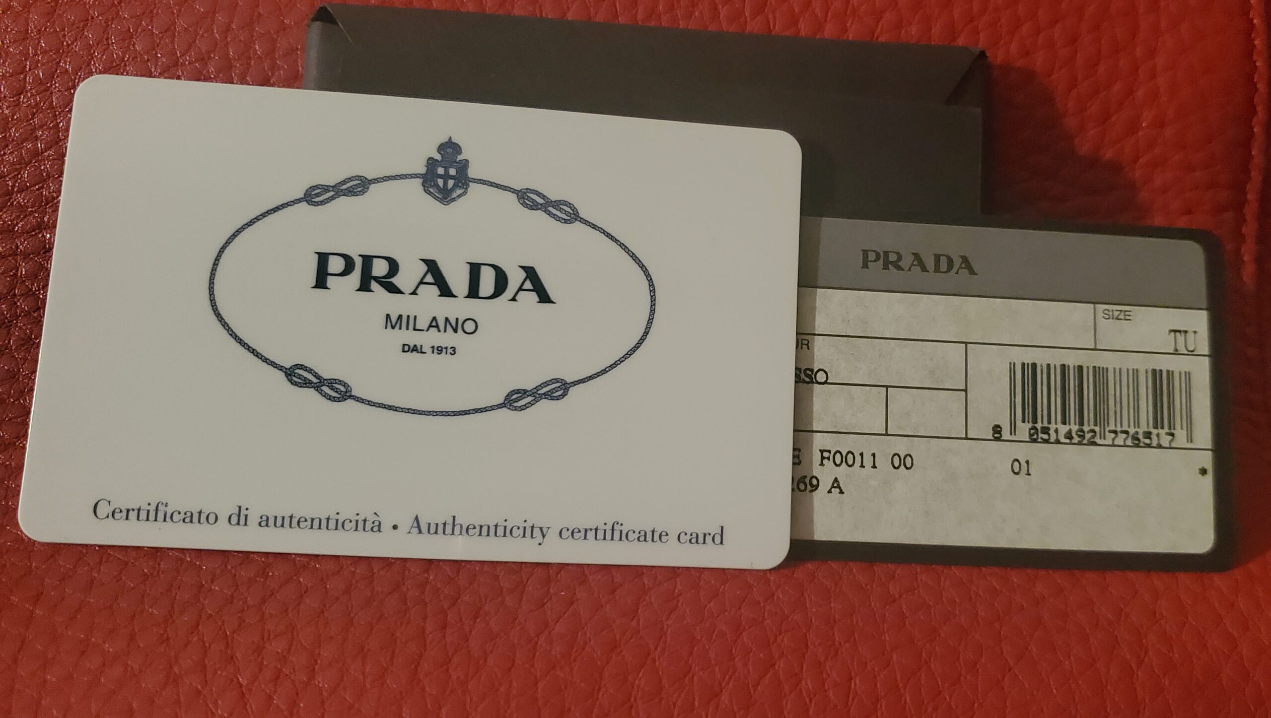 Prada authenticity hotsell card check